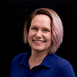 Profile image of Dr. Anna Ropp, Professor. Solid black background.