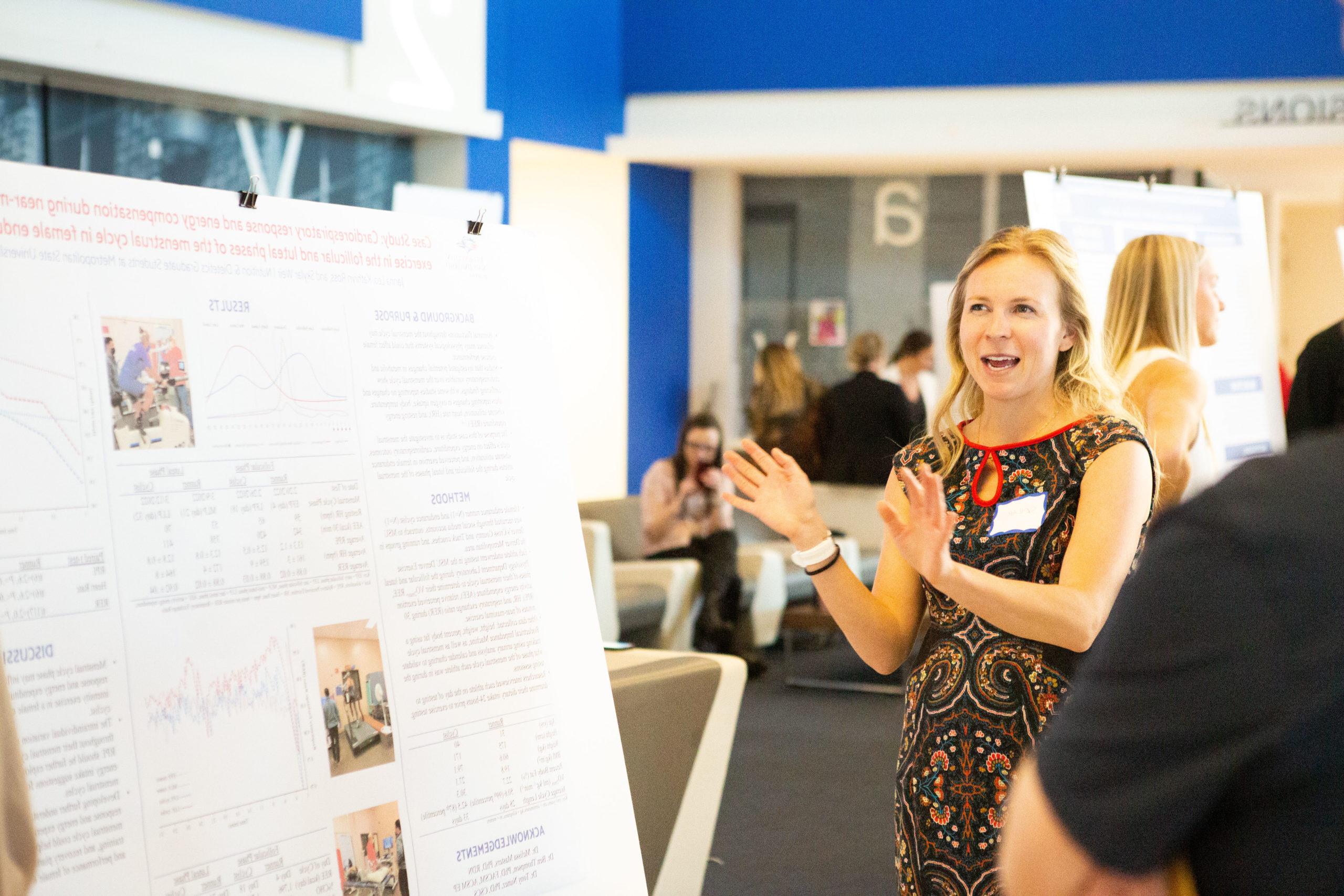 Student presenting at a conference