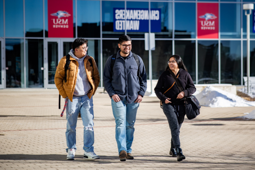 Students walk on campus