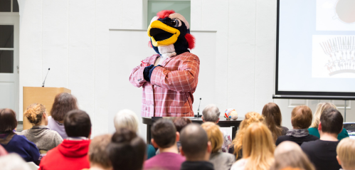 Rowdy teaches a conference.