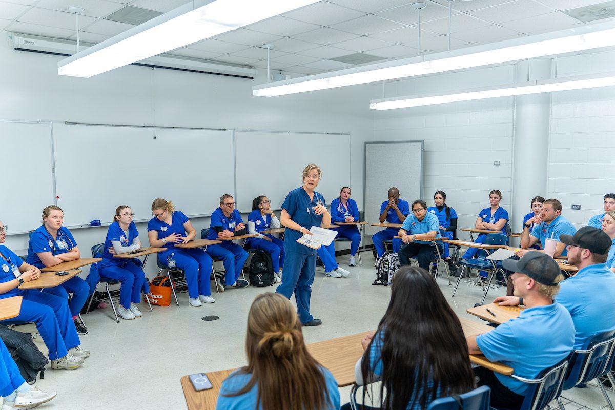 Nurses in a classroom lecture